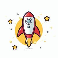 Rocket line icon flat design illustration eps 10 vector