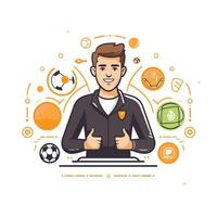 Soccer player in sportswear with a soccer ball illustration vector