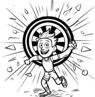 Cartoon illustration of a boy running with a baseball bat in his hand vector