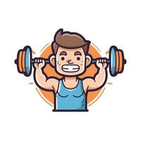 Man with dumbbells Flat style illustration on white background vector