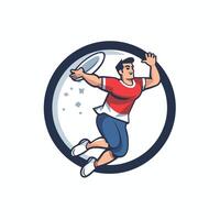 Rugby player running with ball illustration in circle vector