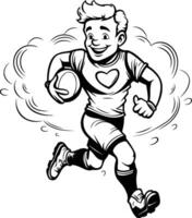 illustration of a rugby player running with ball on white background vector