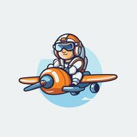 Astronaut with airplane illustration in a flat style vector
