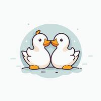 illustration of a pair of rubber ducks on a white background vector
