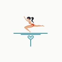 illustration of a woman in a swimsuit on a diving board vector