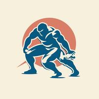 Rugby player running designed using modern line art graphic vector