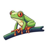 Frog on a branch illustration isolated on white background vector