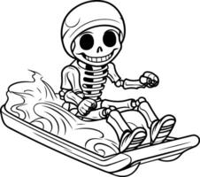 Skeleton riding a snowboard illustration of a skeleton on a snowboard vector