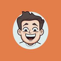 Smiling man face illustration in cartoon style Isolated on orange background vector