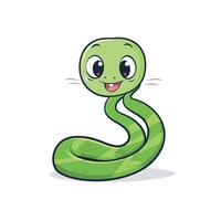 Cute green snake character design illustration isolated on white background vector