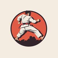 Taekwondo man in a red circle illustration vector