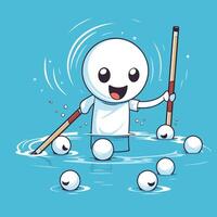 snowman playing ice hockey illustration eps10 vector