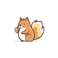 Squirrel with a nut in its paws illustration on white background vector