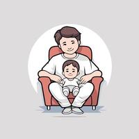 Father and son sitting in armchair Family concept illustration vector