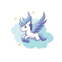 Unicorn with wings flying in the sky illustration vector
