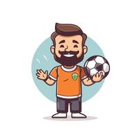 Soccer player cartoon illustration Cartoon soccer player with ball vector