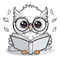 Owl reading a book illustration of a cartoon owl reading a book vector