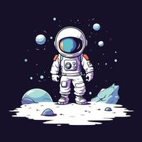 Astronaut in outer space illustration on a dark background vector