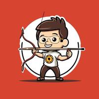 Cute boy with bow and arrow in cartoon style illustration vector