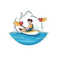 Man in a kayak illustration on a white background vector