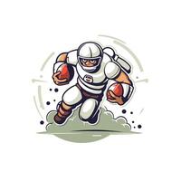 American football player running with ball illustration in cartoon style vector