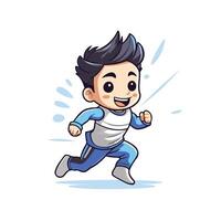 Running boy cartoon character Illustration isolated on a white background vector