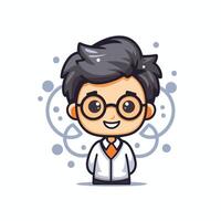 Scientist Boy Face Mascot Character element Icon Illustration Design vector