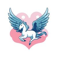 Unicorn with wings and heart illustration for your design vector