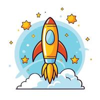 Rocket icon in flat style illustration of space rocket on white background vector