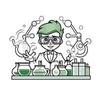 Scientist with science equipment illustration of scientist in laboratory vector