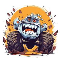 illustration of monster on the grunge background Cartoon style vector