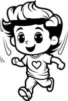 illustration of a happy cartoon boy running Isolated on white background vector