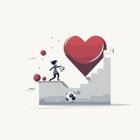 Soccer player with ball and heart Flat style illustration vector