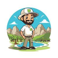 cartoon man in safari safari theme element illustration graphic design vector