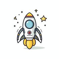 Rocket icon in flat style Spaceship illustration on white background vector