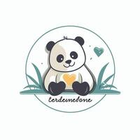 Cute panda with heart in hand illustration on white background vector