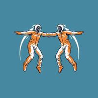Astronaut and spaceman flying in space illustration vector