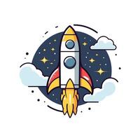 Space rocket icon in flat style illustration on white background vector