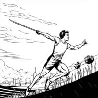 Running man in action Black and white illustration of running man vector