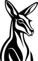 Bold black and white illustration of a kangaroo's head and shoulders, perfect for creating a strong and memorable logo or branding element vector