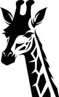 Stylish black and white illustration of a giraffe's head, perfect for logos, branding, or graphic design projects vector