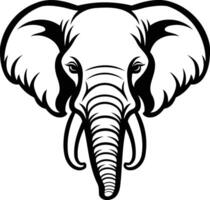 Black and white illustration of an elephant head, perfect for logo design, branding, or as a powerful graphic element vector
