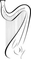 Simple line drawing illustration of a harp, perfect for music, art, and design projects vector