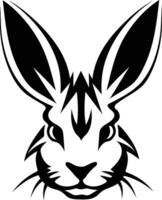A bold, black and white illustration of a rabbit's face, perfect for tattoos, branding, and graphic design projects vector