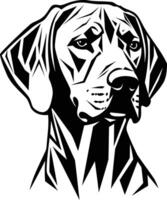 Black and white element illustration of a german shorthaired pointer dog head in a stylized graphic style, perfect for pet-themed designs, logos, and branding vector