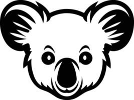 A bold and simple black and white illustration of a koala's face vector