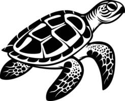 Black and white element illustration of a sea turtle, perfect for logo design, branding, or print projects vector