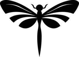 Elegant, minimalist dragonfly silhouette in black on a white background vector