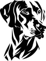 A striking black and white silhouette of a dog's head, perfect for t-shirt designs, pet-related branding, or as a strong visual for your website vector