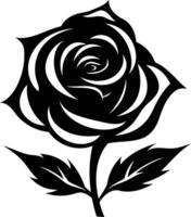 A bold, black and white illustration of a single rose in full bloom vector